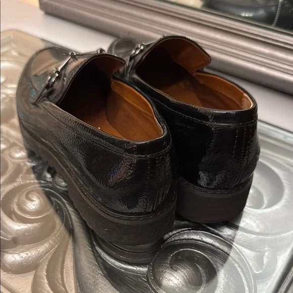 Franco Sarto Cason Womens 9.5 M Black Patent Loafers Sleek Slip-On Work Shoes - Picture 7 of 10